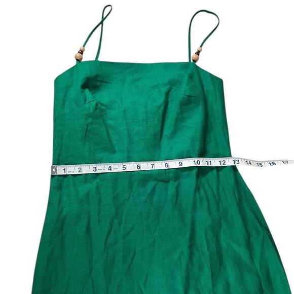 Rachel Zoe Green Linen Blend Midi Dress Slit in Back XS Resort Chic Smock Back - Picture 5 of 9
